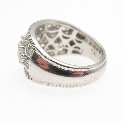 Tacori IV 925 Sterling Silver Round-Cut C Z Filigree Ring Size 6.25