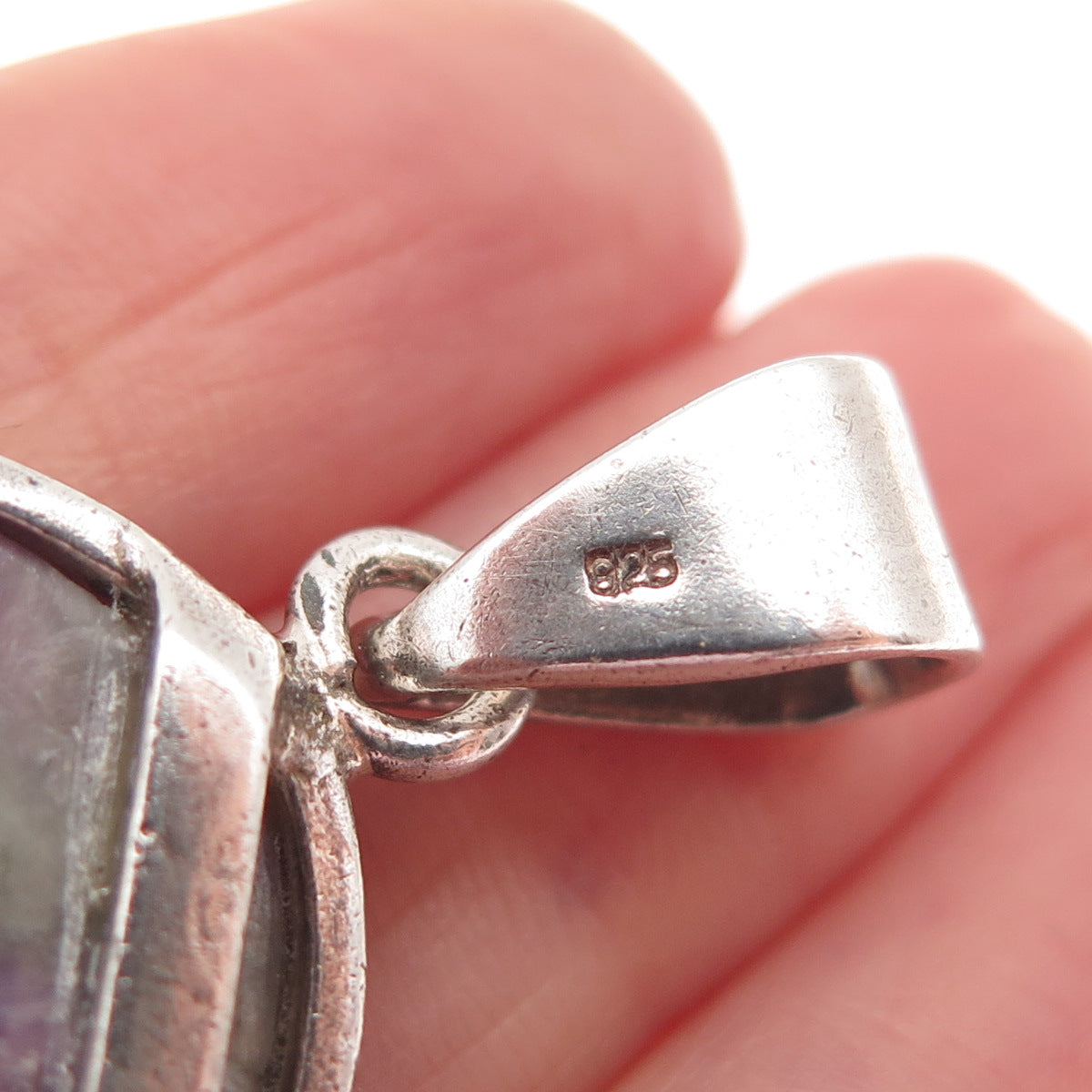 925 Sterling Silver Vintage Real Charoite Modernist Large Pendant