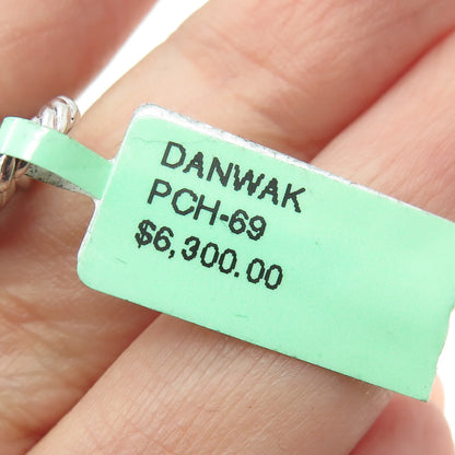 DANWAK 18K Gold Sterling 13-Diamond 0.20ct & Smoky Quartz 11.86ct Necklace 16"