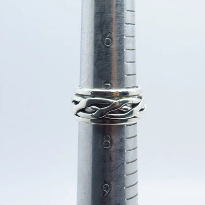 925 Sterling Silver Vintage Mexico Braided Celtic Band Ring Size 7.75