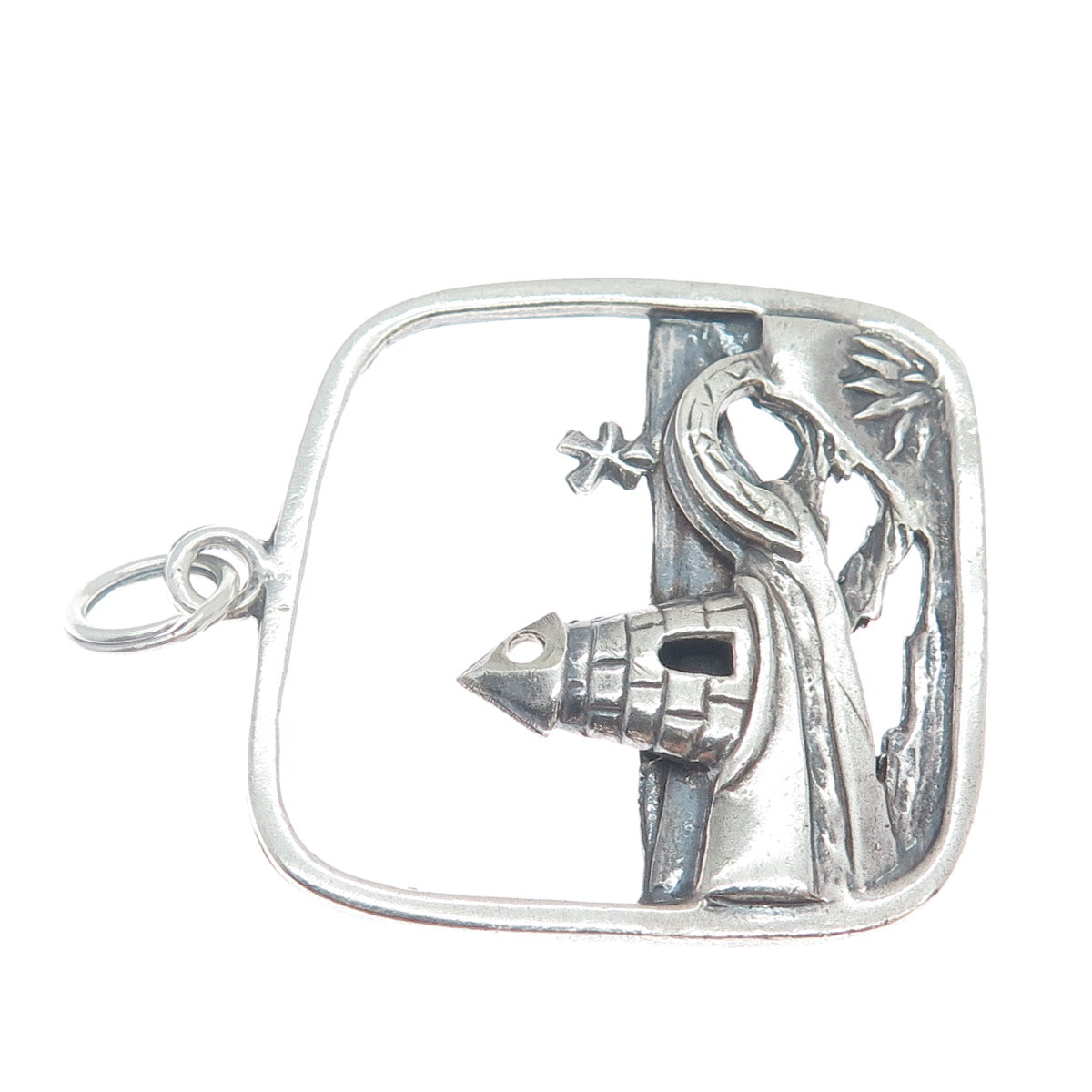 NAPIER 925 Sterling Silver Vintage Windmill & Lighthouse Oxidized Pendant
