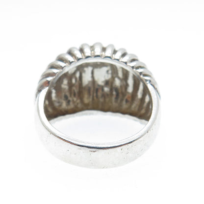 925 Sterling Silver Vintage Ribbed Dome Oxidized Ring Size 6.5