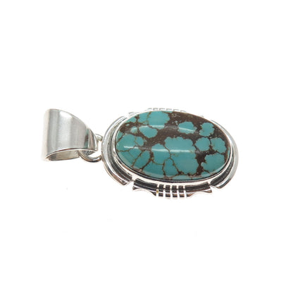 Arkie Nelson Navajo Old Pawn Sterling Silver Vintage Turquoise Tribal Pendant