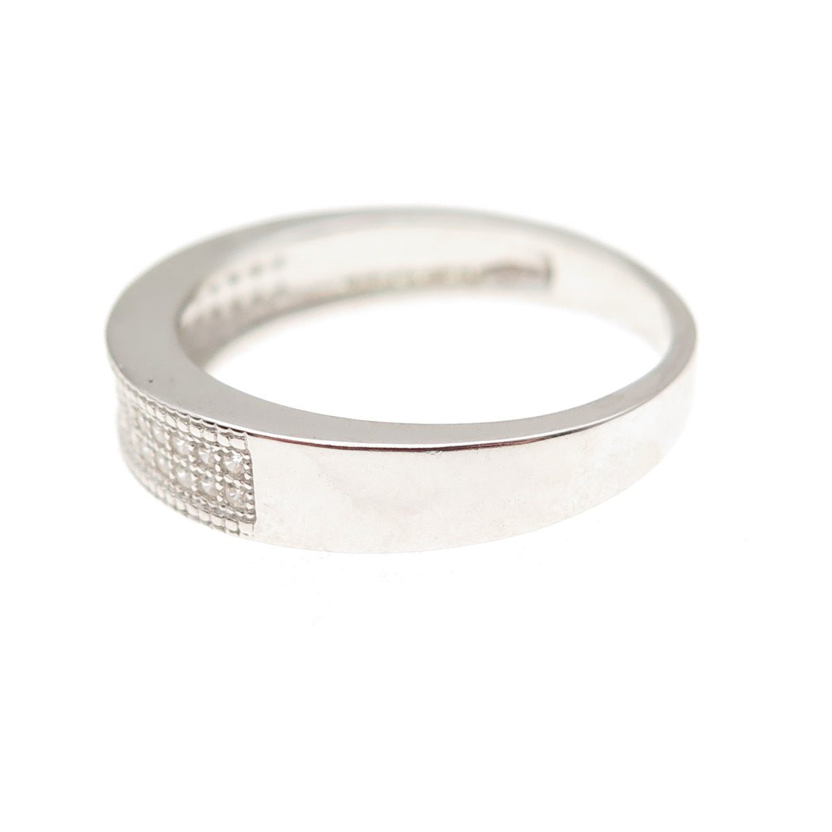 925 Sterling Silver Round-Cut C Z Band Ring Size 9.25