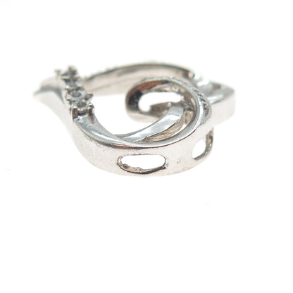 925 Sterling Silver Real Round-Cut Diamond Heart Slide Charm Pendant