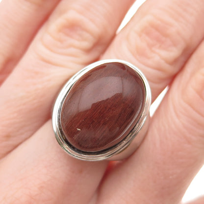 Badavici Sterling Silver Vintage Real Rutilated Quartz Modernist Ring Size 6.25