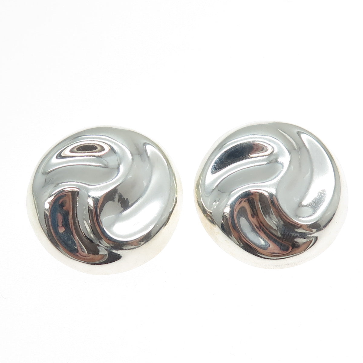 925 Sterling Silver Vintage Mexico Modernist Clip On Earrings