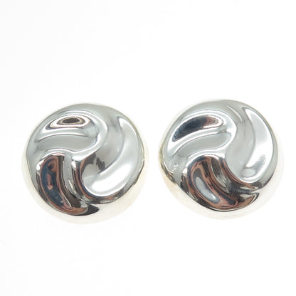 925 Sterling Silver Vintage Mexico Modernist Clip On Earrings