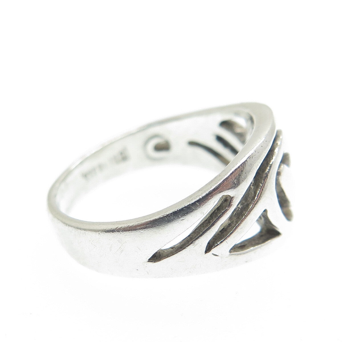 925 Sterling Silver Vintage Yin Yang Modernist Ring Size 6.25