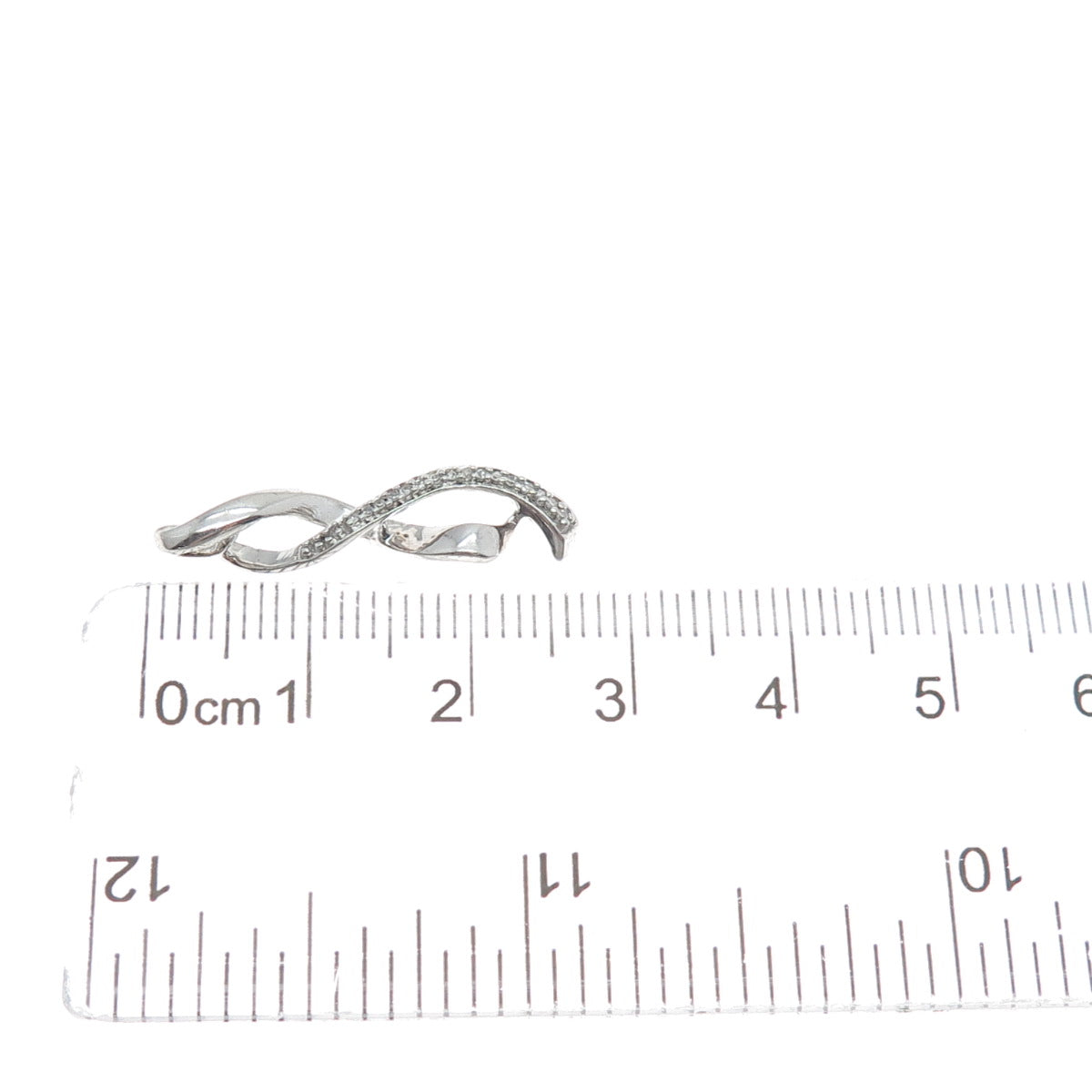JANE SEYMOUR 925 Sterling Silver Real Round-Cut Diamond Twisted Charm Pendant