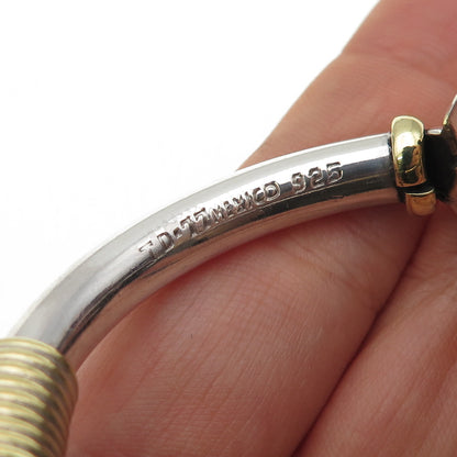 925 Sterling 2-Tone Vintage Mexico Modernist Heart Adjustable Bracelet 6.5"