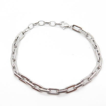 925 Sterling Silver White C Z Cable Link Bracelet 8.5"