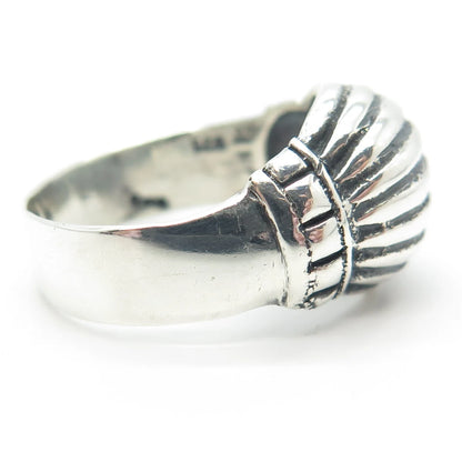 925 Sterling Silver Vintage Ribbed Ring Size 9.5