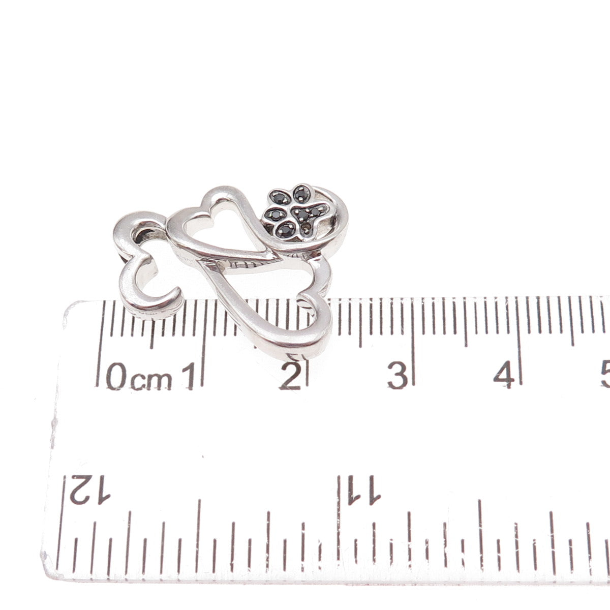 Jane Seymour Sterling Real Black Diamond Heart Dog Paw Pendant (missing stone)