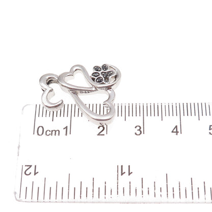 Jane Seymour Sterling Real Black Diamond Heart Dog Paw Pendant (missing stone)