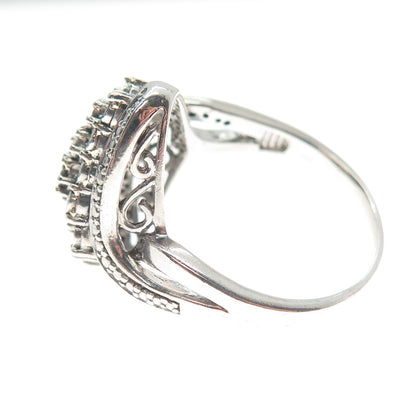 925 Sterling Silver Real Round-Cut Diamond Bohemian Ring Size 8.75