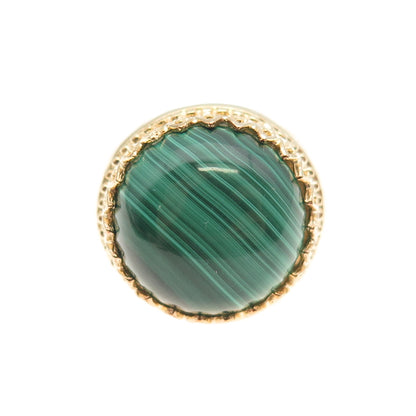 925 Sterling Silver Gold Plated Real Malachite Crown Ring Size 6.25