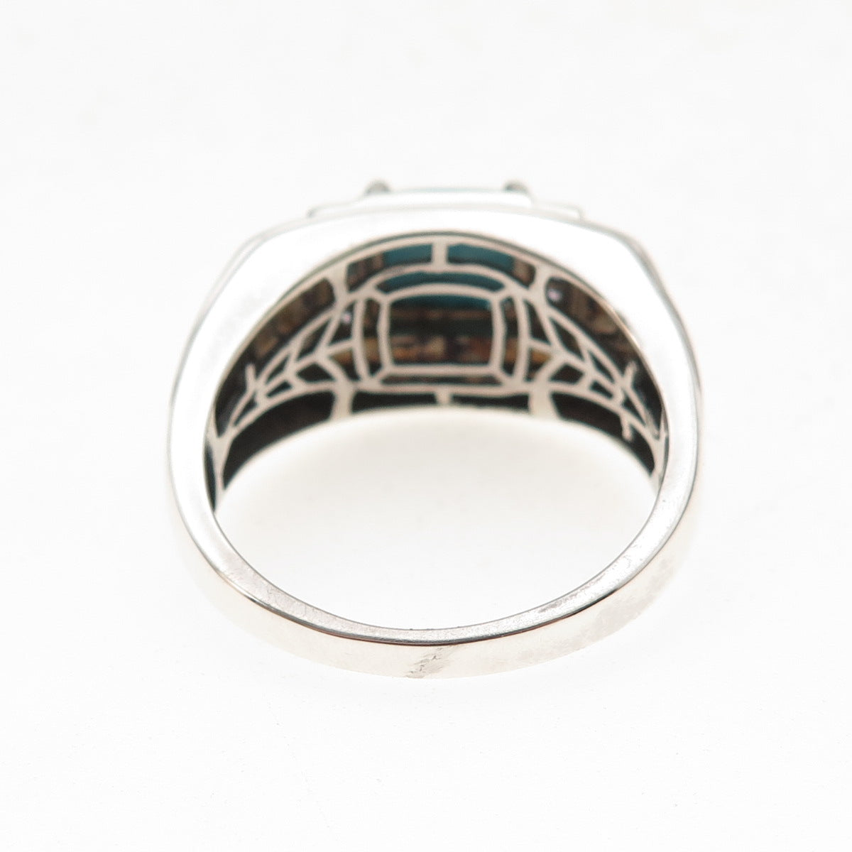 Chuck Clemency 925 Sterling Silver Real Turquoise & Tanzanite Ring Size 14