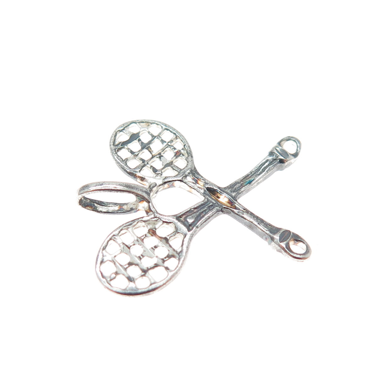 LISA LEE CREATIONS 925 Sterling Silver Vintage Tennis Rackets Minimalist Pendant