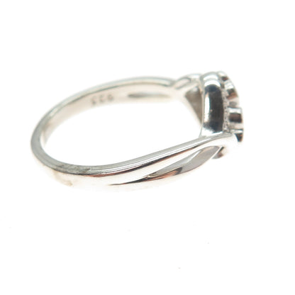 JASANI DESIGNS 925 Sterling Silver Real Diamond Couple Heart Ring Size 7