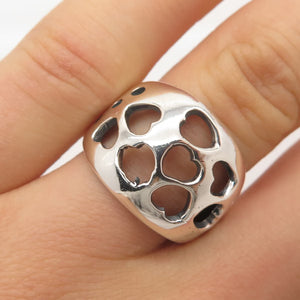 925 Sterling Silver Vintage Heart Wide Ring Size 7.5