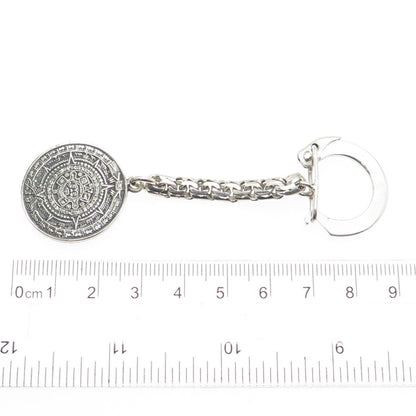 925 Sterling Silver Vintage Mexico Mayan Calendar Oxidized Key Chain