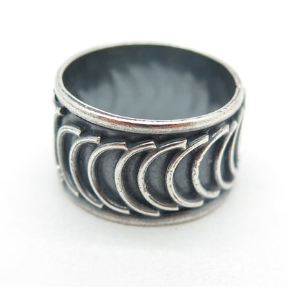 925 Sterling Silver Vintage Mexico Rolo Link Band Oxidized Ring Size 4.5