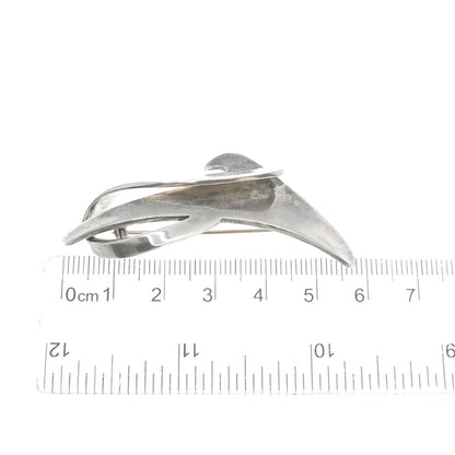925 Sterling Silver Vintage Mexico Modernist Oxidized Pin Brooch