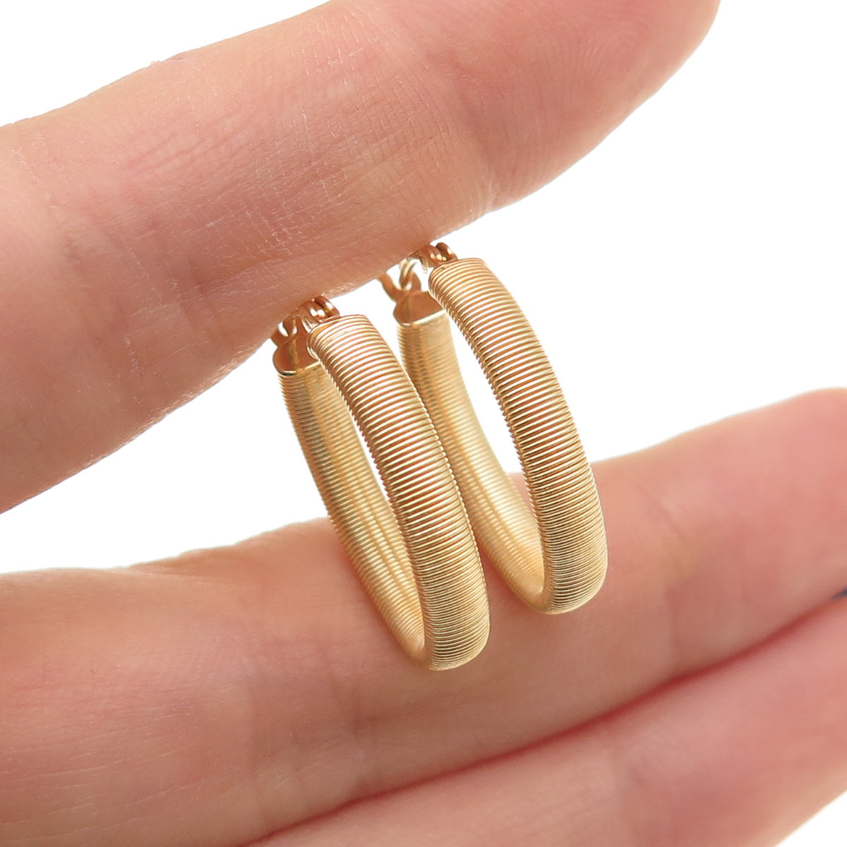 925 Sterling Silver Gold Plated Snake Link Oval Hoop Earrings