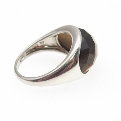 KN Kajal Naina 925 Sterling Silver Real Tiger Eye Modernist Ring Size 9.25