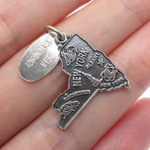 MAISELS INDIAN TRADING 925 Sterling Silver Vintage New York State Map Pendant