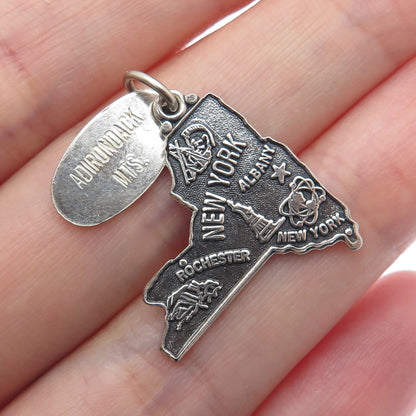 MAISELS INDIAN TRADING 925 Sterling Silver Vintage New York State Map Pendant