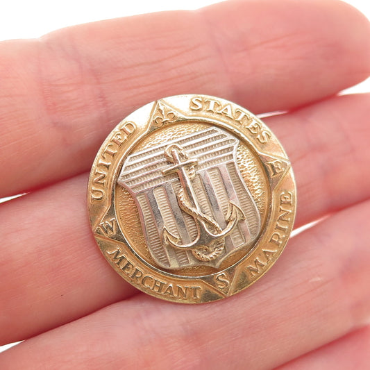 AECO Utica Sterling Silver 2-Tone Antique WWII US Merchant Marine Service Brooch