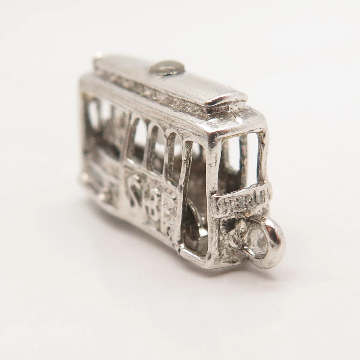 925 Sterling Silver Vintage Tram / Cable Car Charm Pendant