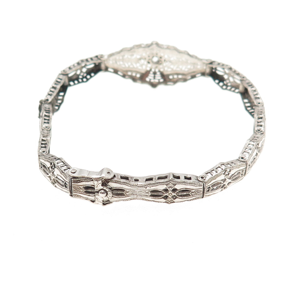 Esemco Sterling Silver Antique Rhinestone Filigree Bracelet 6.75" (broken link)