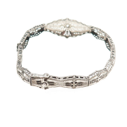 Esemco Sterling Silver Antique Rhinestone Filigree Bracelet 6.75" (broken link)
