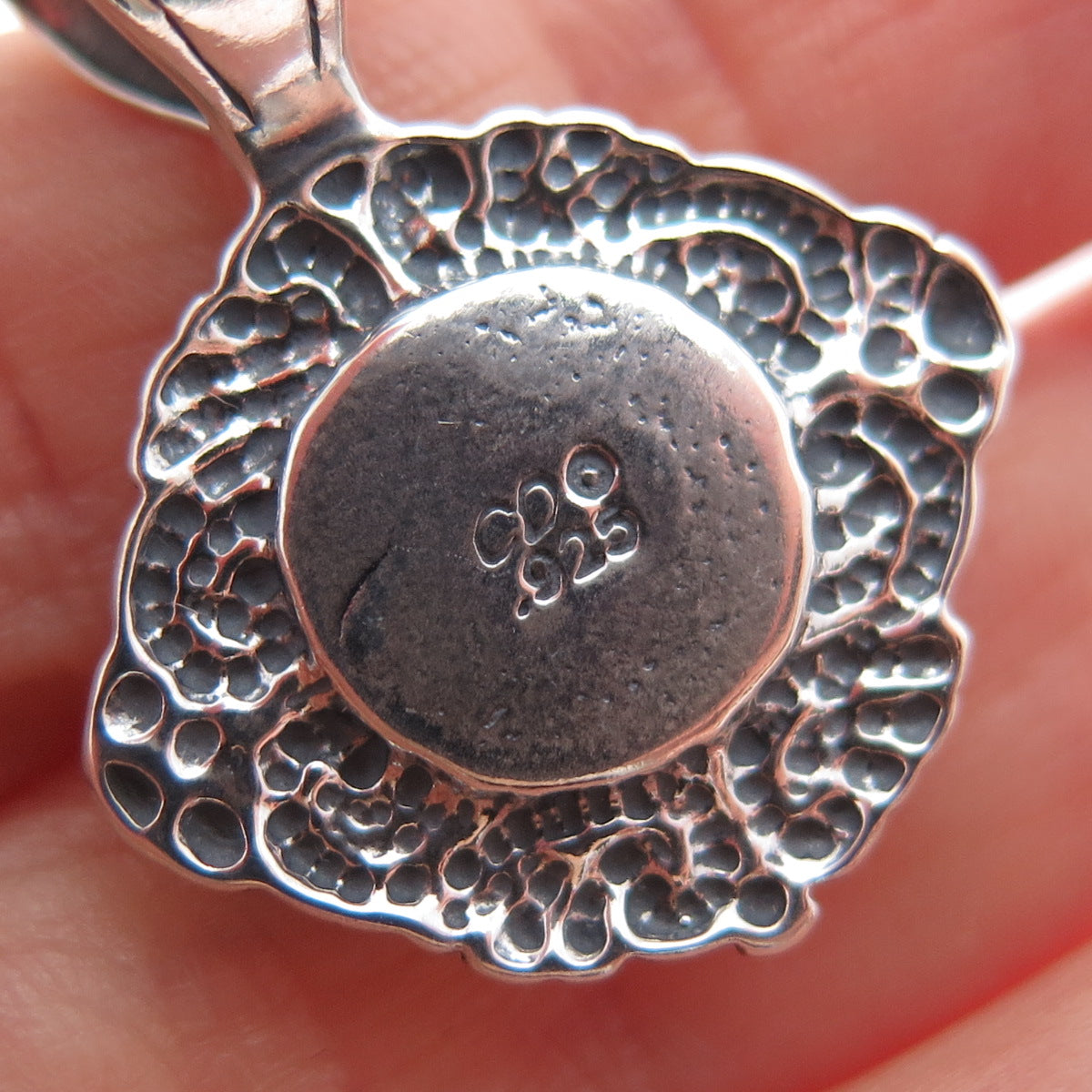 CAROLYN POLLACK 925 Sterling Silver Vintage Real Rhodonite Floral Charm Pendant
