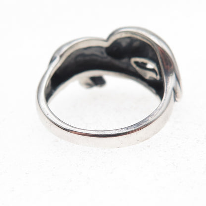Kabana 925 Sterling Silver Vintage Sea Lion Couple Oxidized Ring Size 7