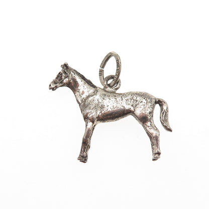 Beau 925 Sterling Silver Vintage Wild Horse Oxidized Charm Pendant