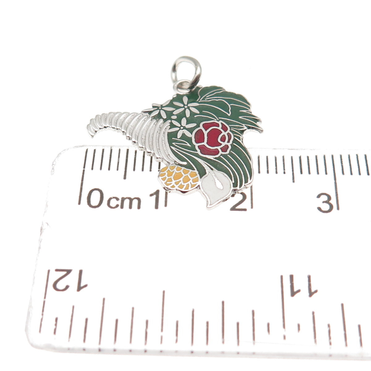 925 Sterling Silver Vintage Enamel Flower Bouquet Mini Charm Pendant