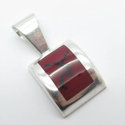 925 Sterling Silver Vintage Real Jasper Gemstone Pendant