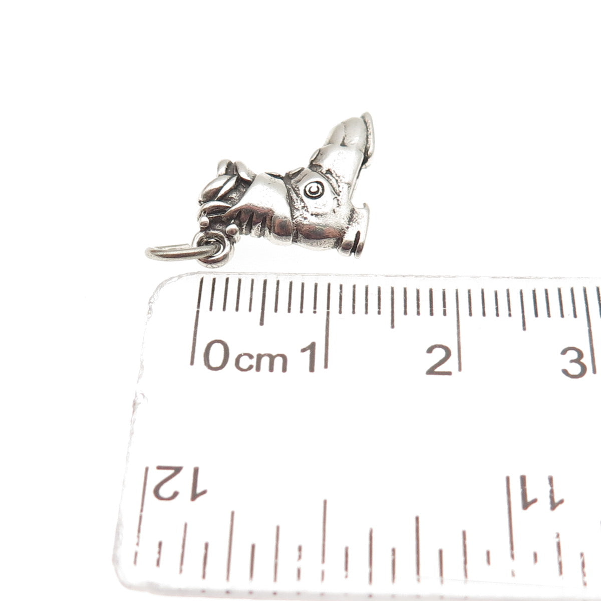 925 Sterling Silver Vintage Ski Boot Oxidized 3D Mini Charm Pendant