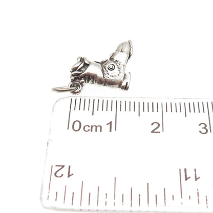 925 Sterling Silver Vintage Ski Boot Oxidized 3D Mini Charm Pendant