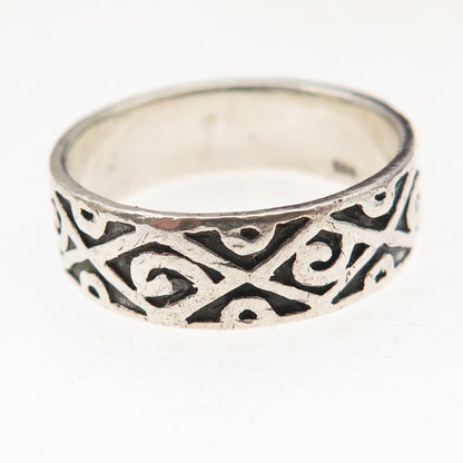 925 Sterling Silver Vintage Spiral Oxidized Ring Size 12