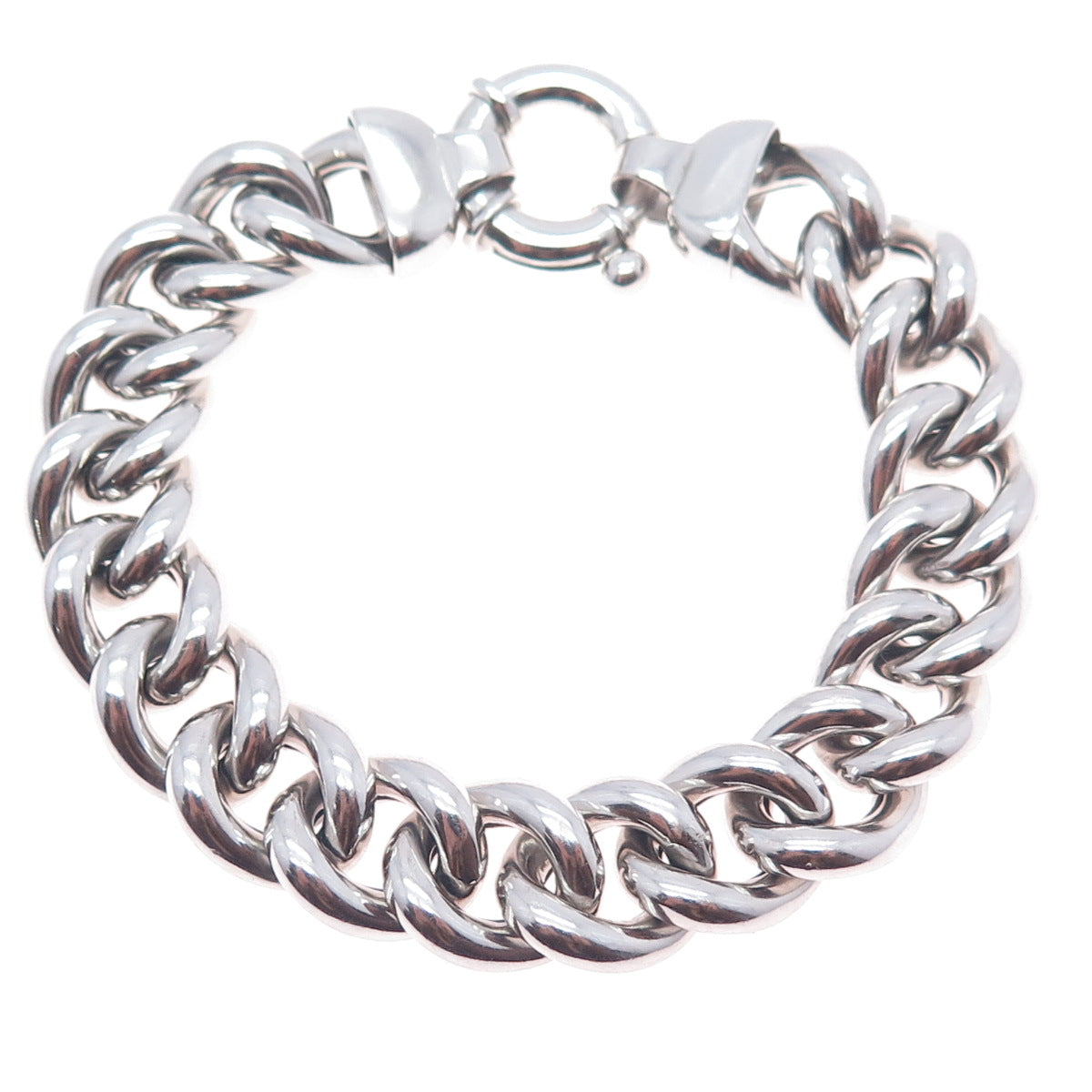MILOR 925 Sterling Silver Vintage Italy Hollow Curb Link Bracelet 7"