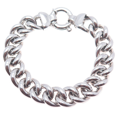 MILOR 925 Sterling Silver Vintage Italy Hollow Curb Link Bracelet 7"