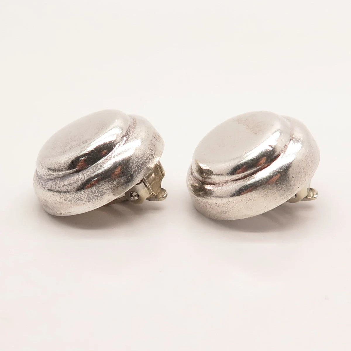 925 Sterling Silver Vintage Mexico Modernist Clip On Earrings