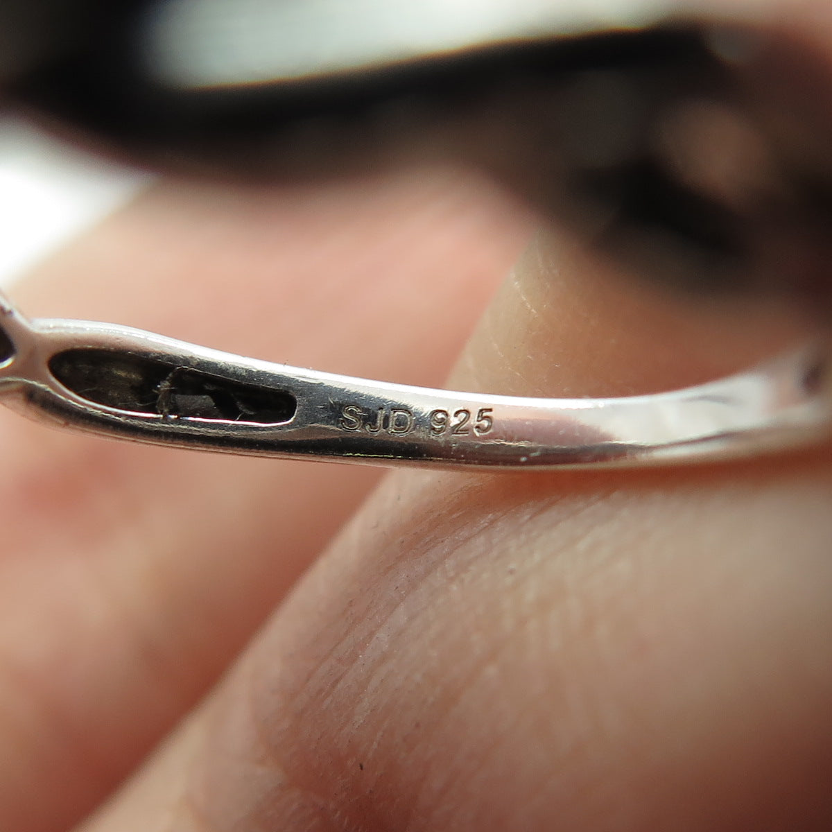 SAMARA SJD 925 Sterling Silver Real Round-Cut Diamond Twisted Ring Size 6.25