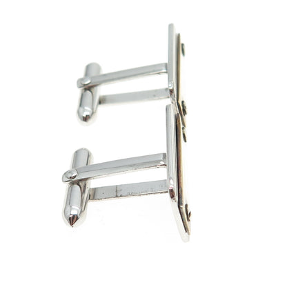 925 Sterling Silver 2-Tone Vintage Engravable Bullet Back Cufflinks