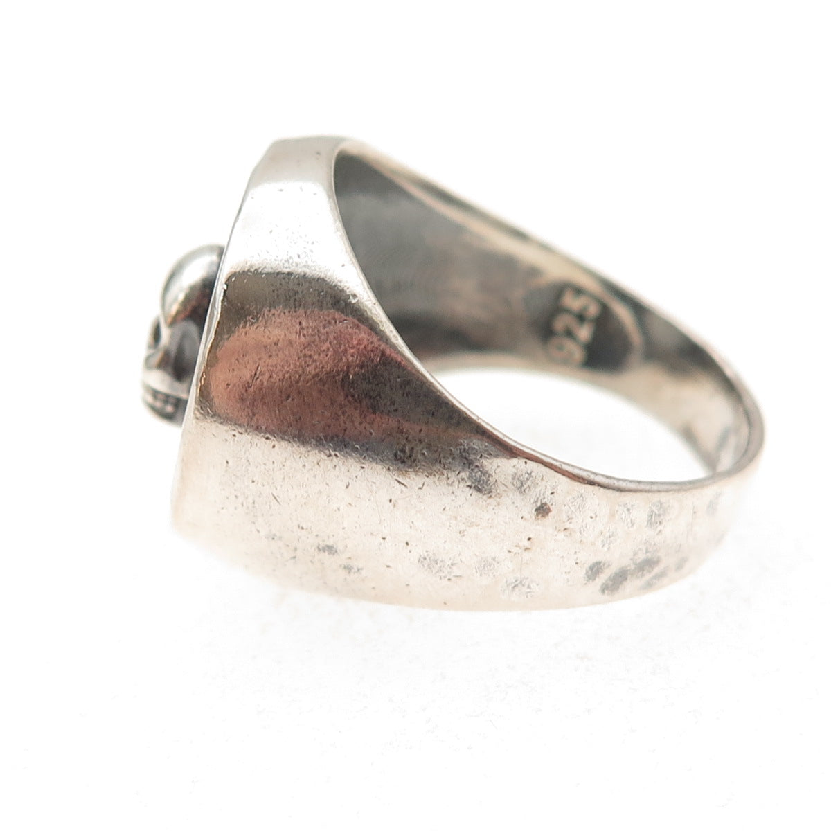 925 Sterling Silver Vintage Skull Oxidized Biker Signet Ring Size 11
